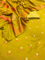 Banarasi Mustard Cotton Dress Material