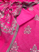 Banarasi Rani Pink Cotton Silk Dress Material
