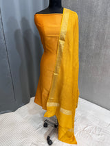 Banarasi Mustard Cotton Silk Dress Material