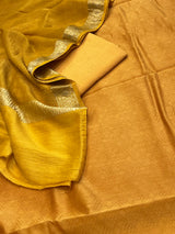 Banarasi Mustard Cotton Silk Dress Material
