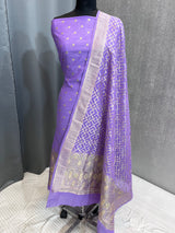 Banarasi Purple Cotton Silk Dress Material