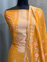 Banarasi Golden Beige Cotton Dress Material