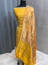 Banarasi Mustard Chiniya Silk Dress Material