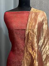 Banarasi Red Wine Chiniya Silk Dress Material
