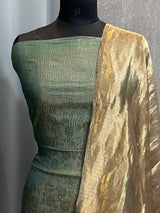 Banarasi Bottle Green Chiniya Silk Dress Material