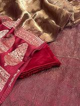 Banarasi Red Wine Chiniya Silk Dress Material