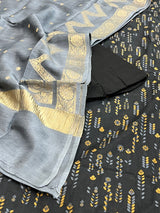 Banarasi Black Cotton Silk Dress Material
