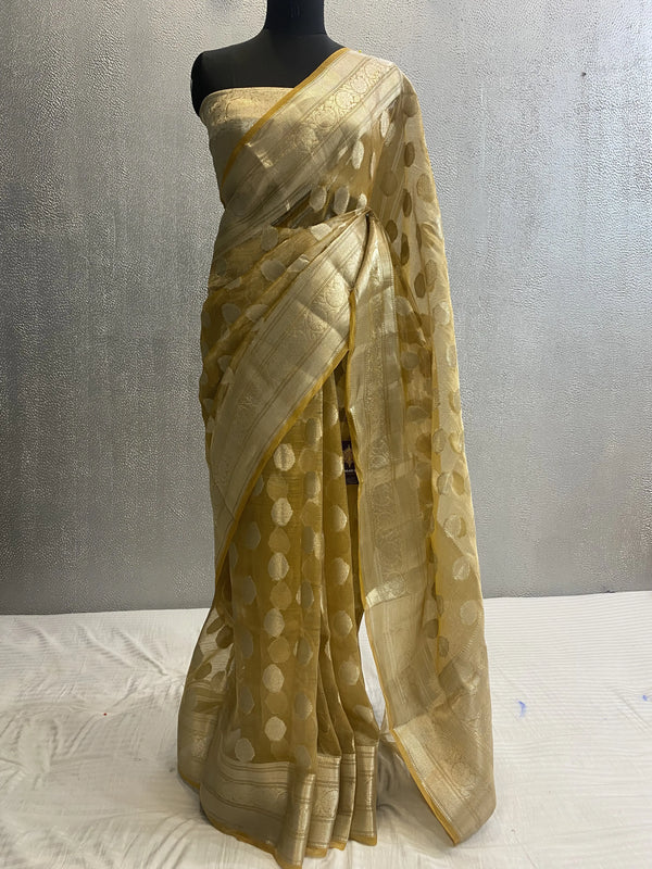 Kora Tissue Pure Silk Banarasi saree in silver zari work