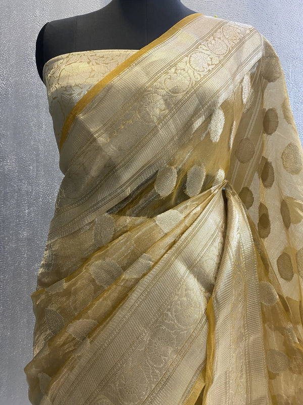 Kora Tissue Pure Silk Banarasi saree in silver zari work