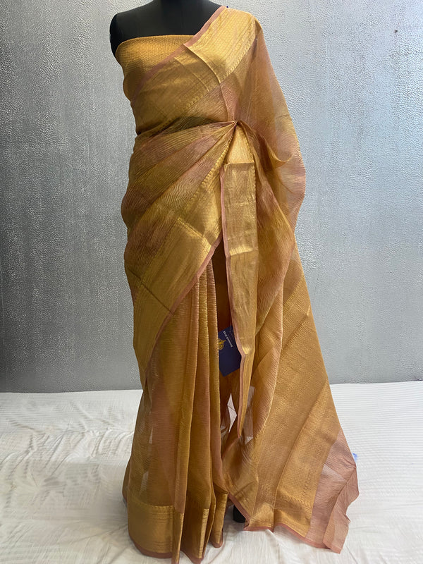 Banarasi Pure silk kora tissue crushed designer saree