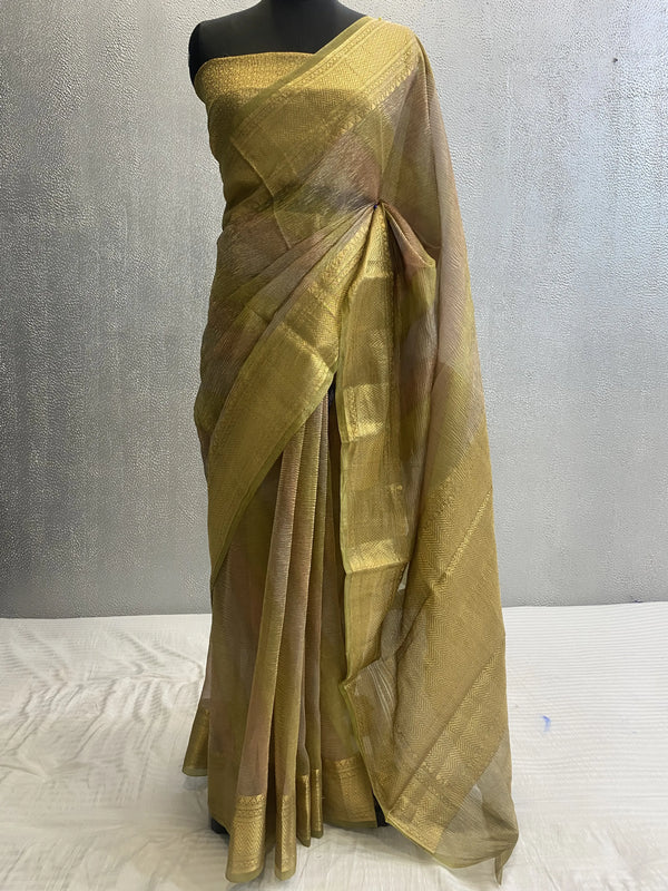 Banarasi Pure silk kora tissue crushed designer saree
