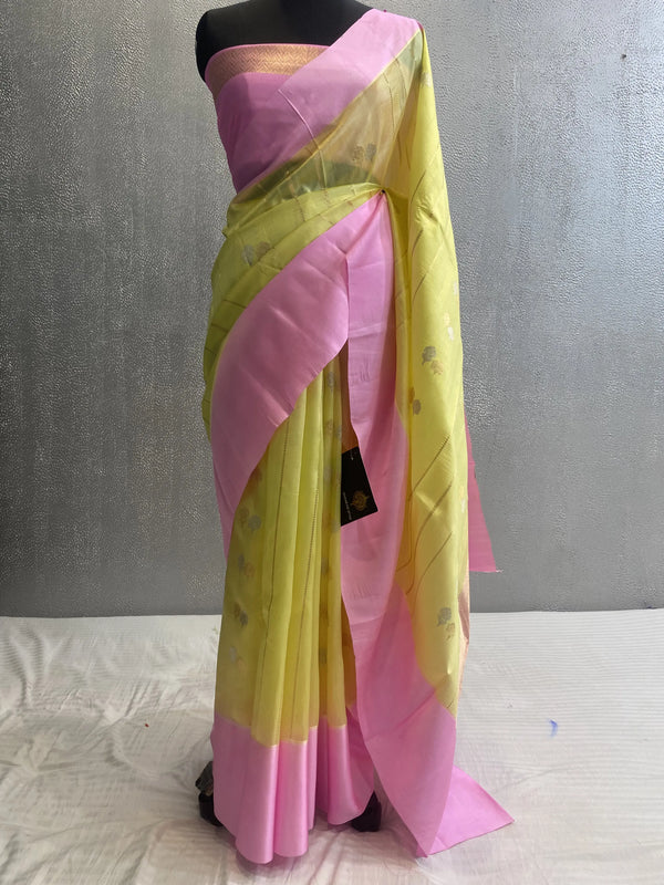 Handwoven kadhuwa pure silk sona rupa booti banarasi saree in satin border