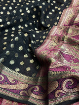 Black Cotton Silk Banarasi saree