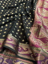 Black Cotton Silk Banarasi saree