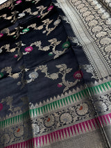 Black Dupion Silk Banarasi Saree