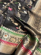 Black Dupion Silk Banarasi Saree