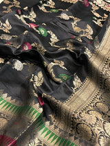 Black Dupion Silk Banarasi Saree