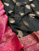 Black Semi Silk Banarasi Saree