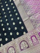 Black Semi Silk Banarasi Saree