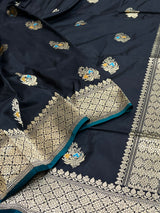 Banarasi Black Kataan Silk Saree