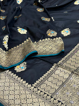 Banarasi Black Kataan Silk Saree