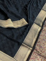 Banarasi Black Tanchoi Kataan Silk Saree