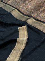 Banarasi Black Tanchoi Kataan Silk Saree