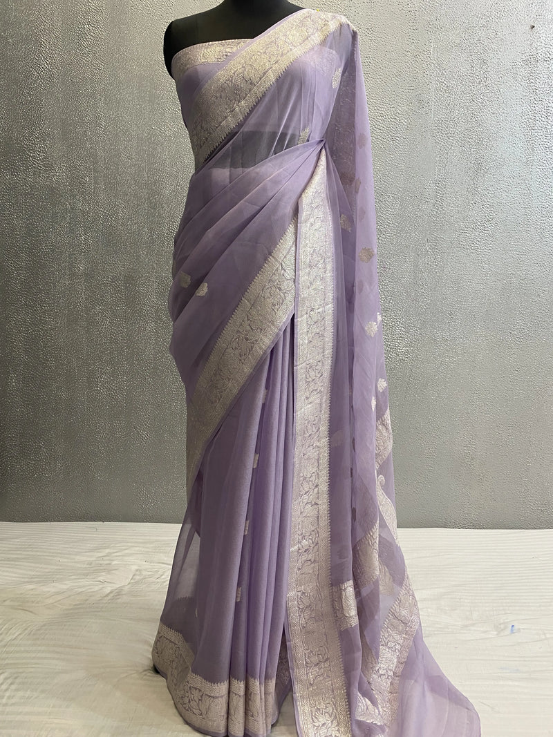 Handwoven kadhuwa pure georgette silk banarasi saree