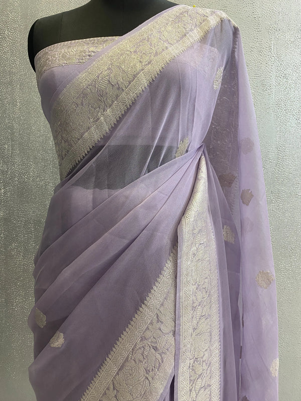 Handwoven kadhuwa pure georgette silk banarasi saree