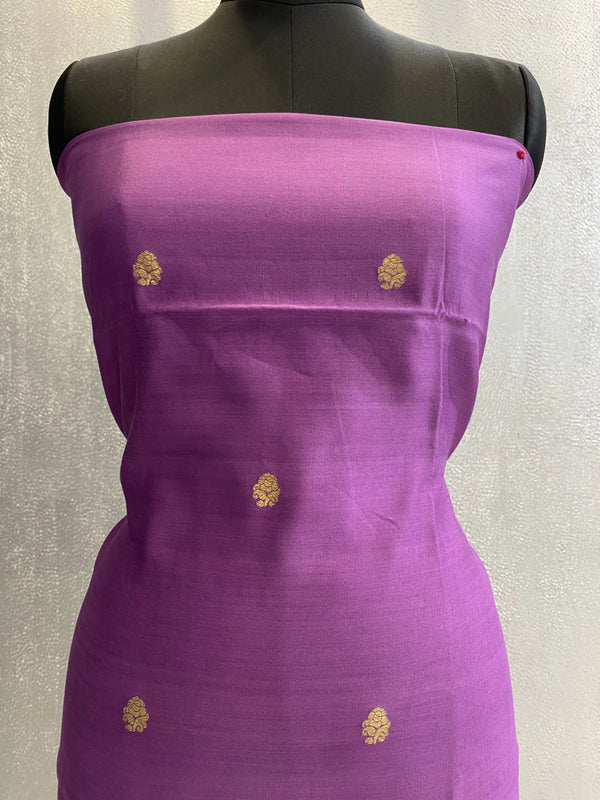 purple handwoven pure silk 3pc unstitched dress material