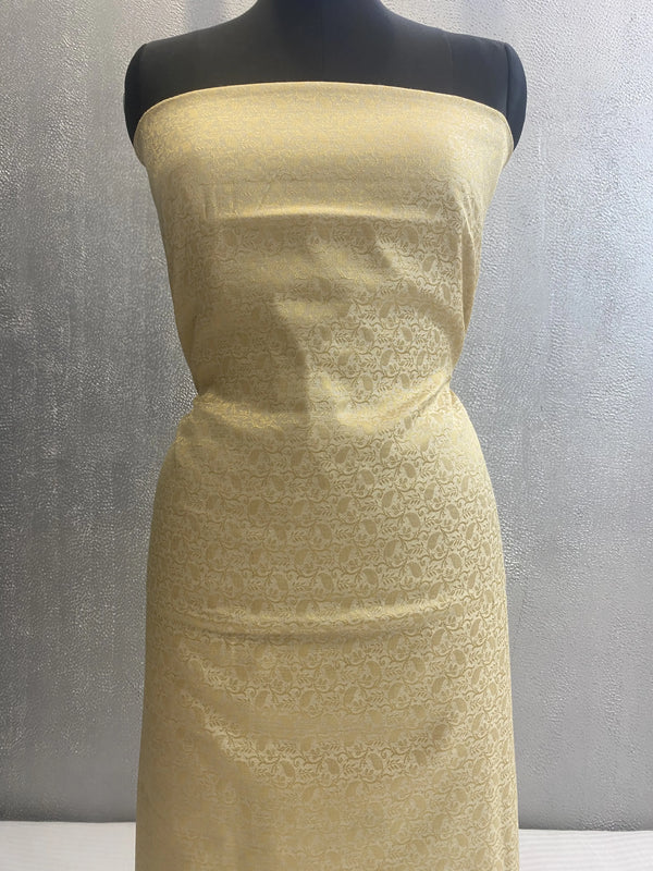 Beige Pure silk 3 pc unstitched banarasi dress material