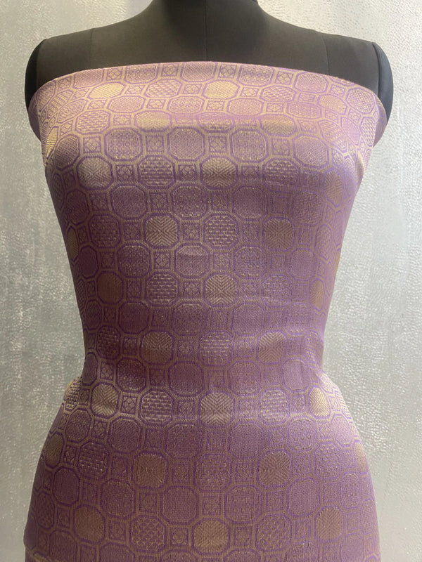 Purple Pure silk 3 pc unstitched banarasi dress material