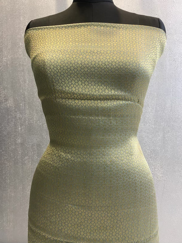 green pure silk 3 pc unstitched banarasi dress material