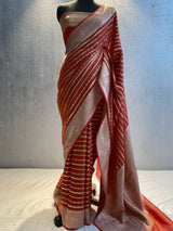 Red Handwoven georgette tissue banarasi saree