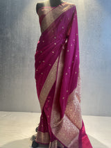 Rani Pink Handwoven kadhuwa katan silk banarasi saree