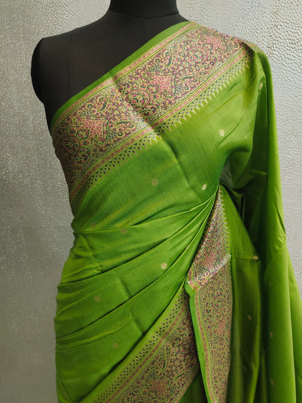 Green Color Pure Silk Banarasi Saree