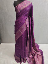Wine Color Pure Silk Banarasi Saree