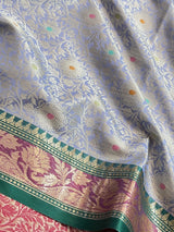 Light Blue Semi Silk Banarasi Saree