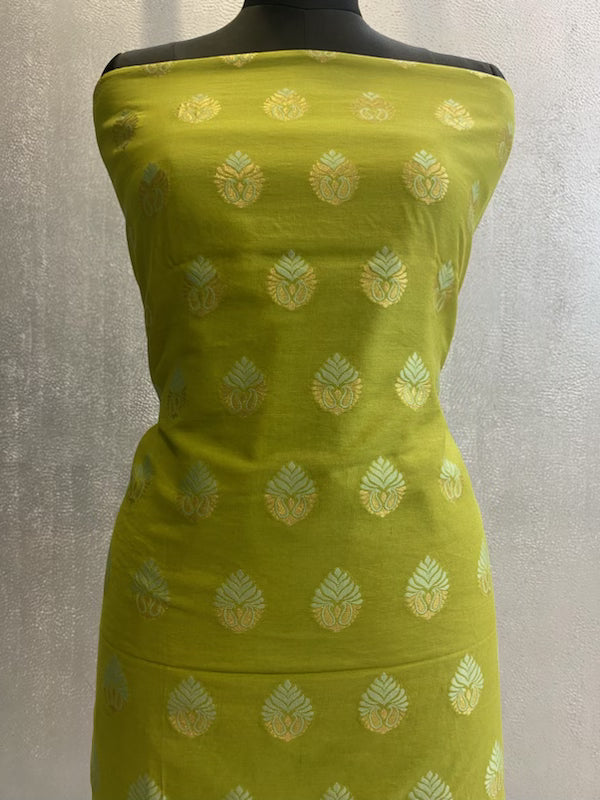 Green Premium cotton silk 3pc unstitched dress material