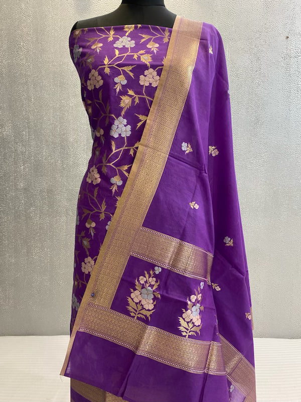 Purple Premium cotton silk 3pc unstitched dress material