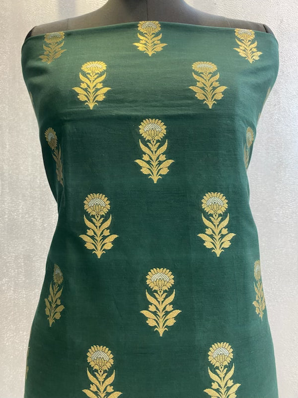 Green Premium cotton silk 3pc unstitched dress material