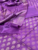 Banarasi Purple Semi Silk Dress Material