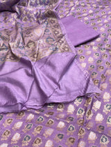 Banarasi Purple Semi Silk Dress Material