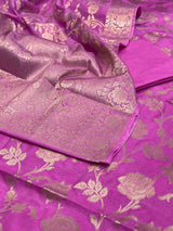 Banarasi Rani Pink Semi Silk Dress Material