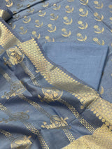 Banarasi Light Blue Semi Silk Dress Material