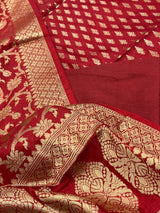 Banarasi Red Semi Silk Dress Material