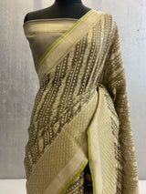 Brown handwoven tissue silk saree