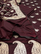 Banarasi Wine Mashru Silk Dress Material