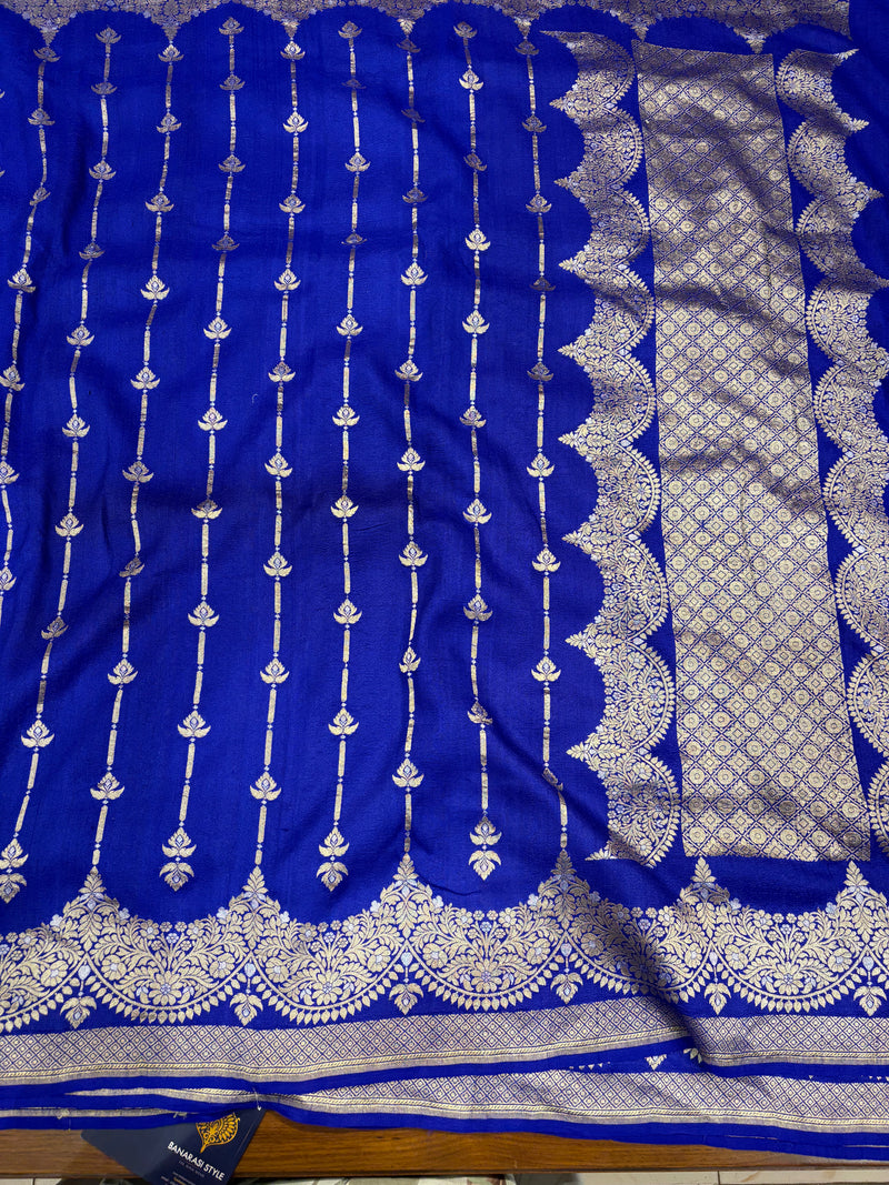 Handwoven Tusser Georgett Banarasi Saree