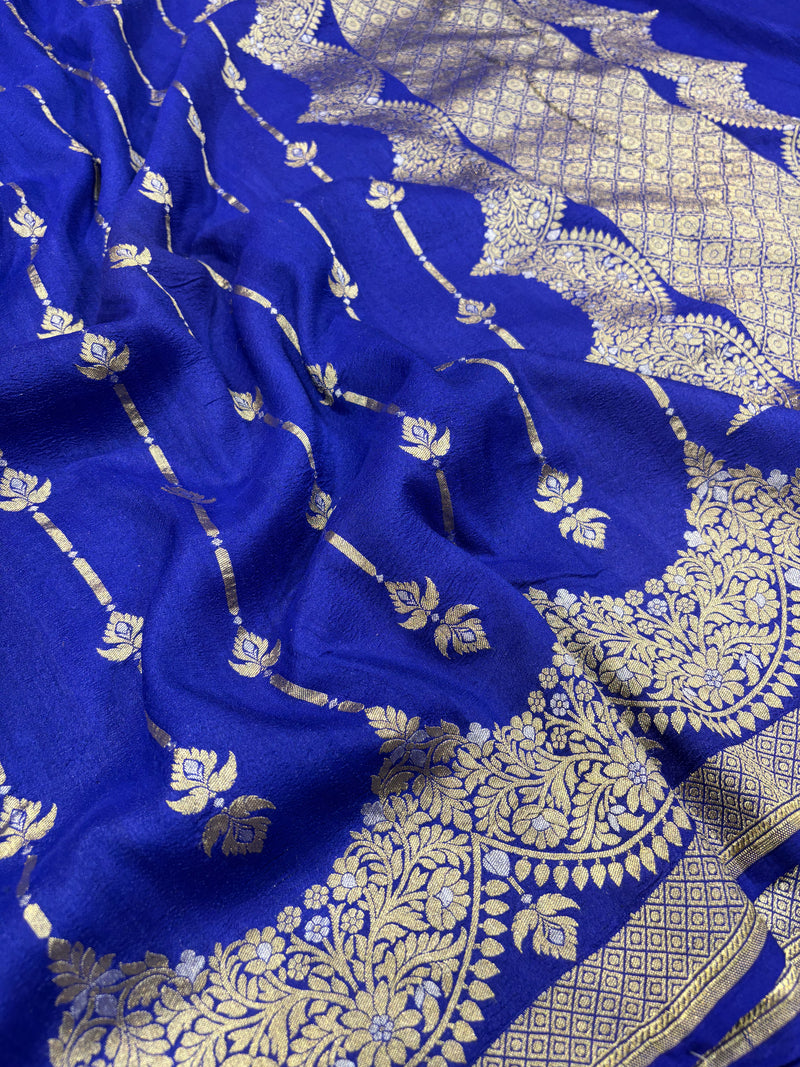 Handwoven Tusser Georgett Banarasi Saree